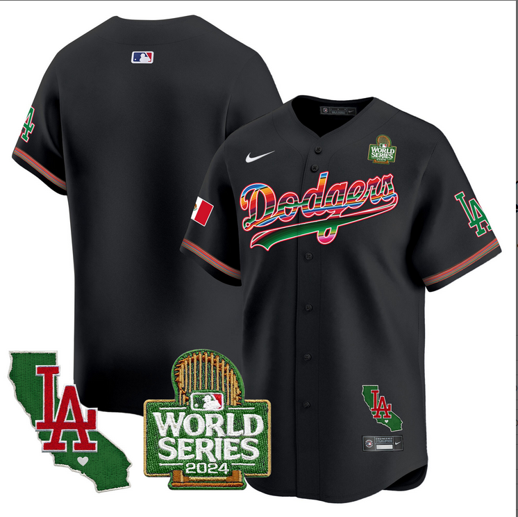 Men MLB Mexico Los Angeles Dodgers blank black 2024 World Series Champions Patch Jersey 2024110->los angeles dodgers->MLB Jersey